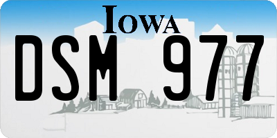 IA license plate DSM977
