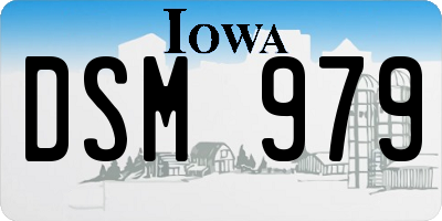 IA license plate DSM979