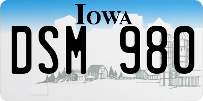 IA license plate DSM980