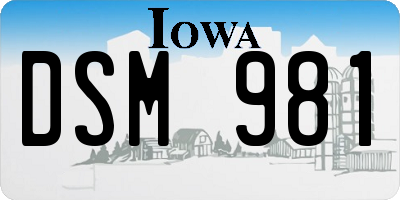 IA license plate DSM981