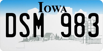 IA license plate DSM983
