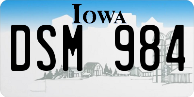 IA license plate DSM984