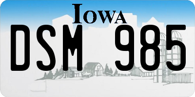 IA license plate DSM985