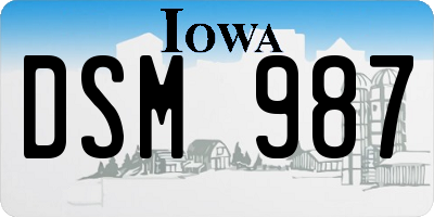 IA license plate DSM987