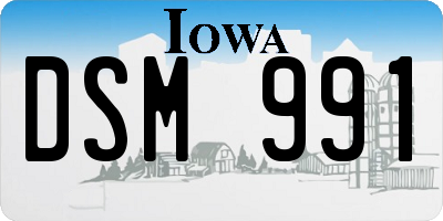 IA license plate DSM991