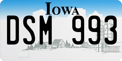 IA license plate DSM993