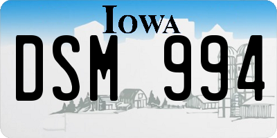 IA license plate DSM994
