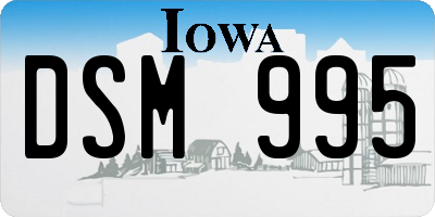 IA license plate DSM995