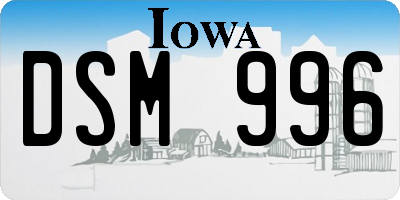 IA license plate DSM996