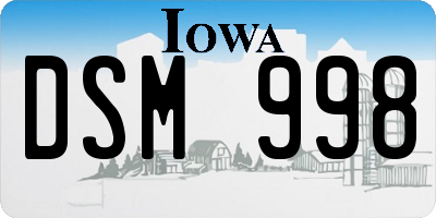 IA license plate DSM998