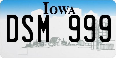 IA license plate DSM999