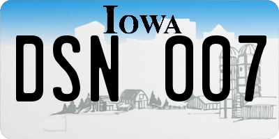 IA license plate DSN007