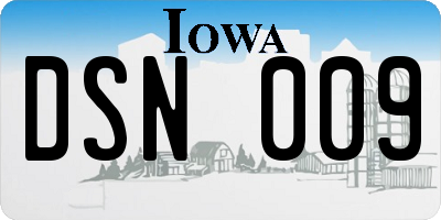 IA license plate DSN009