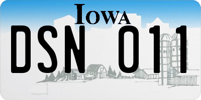 IA license plate DSN011