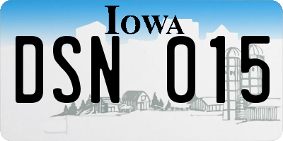 IA license plate DSN015