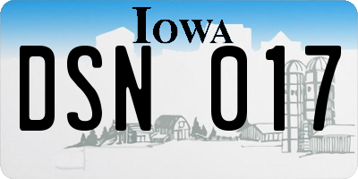 IA license plate DSN017
