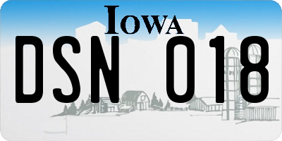 IA license plate DSN018