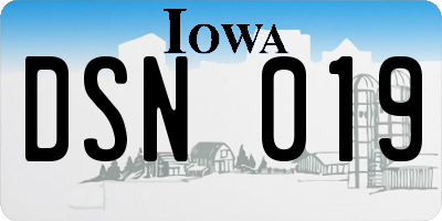 IA license plate DSN019