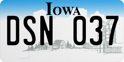 IA license plate DSN037