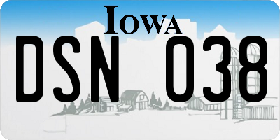 IA license plate DSN038