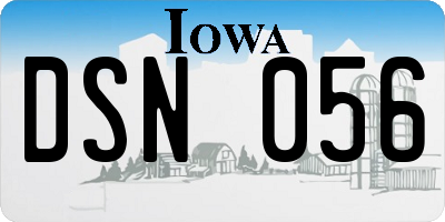 IA license plate DSN056