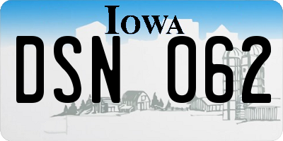 IA license plate DSN062