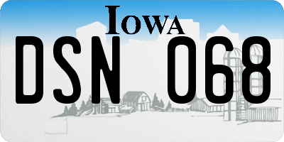 IA license plate DSN068