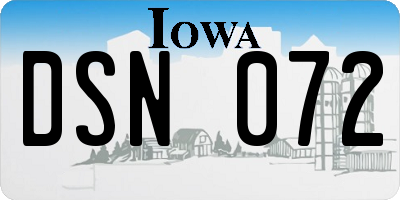 IA license plate DSN072