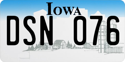 IA license plate DSN076
