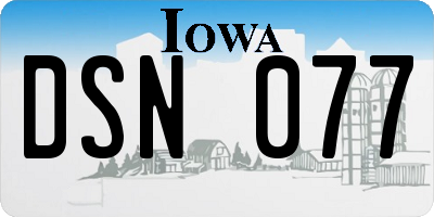 IA license plate DSN077