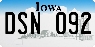 IA license plate DSN092