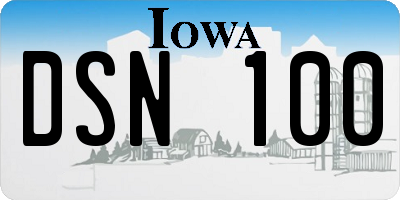 IA license plate DSN100