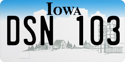 IA license plate DSN103