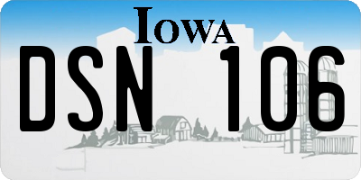 IA license plate DSN106