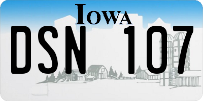 IA license plate DSN107