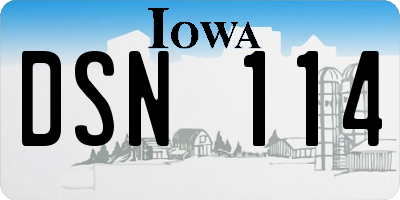 IA license plate DSN114