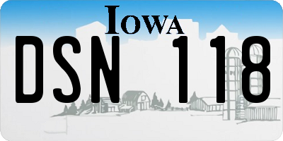 IA license plate DSN118