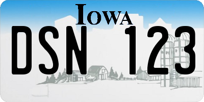 IA license plate DSN123