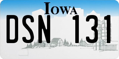 IA license plate DSN131