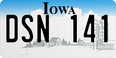 IA license plate DSN141