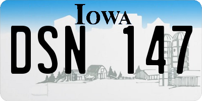 IA license plate DSN147
