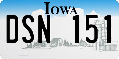 IA license plate DSN151