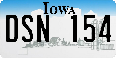 IA license plate DSN154