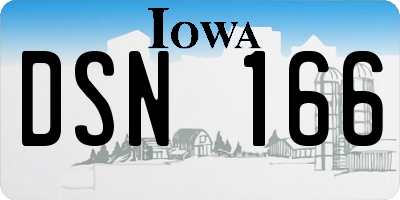 IA license plate DSN166
