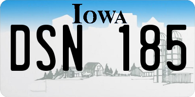 IA license plate DSN185