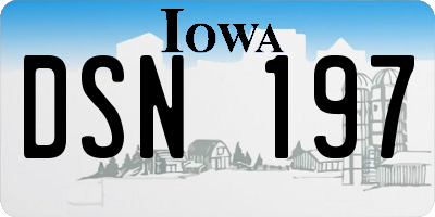 IA license plate DSN197