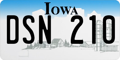 IA license plate DSN210