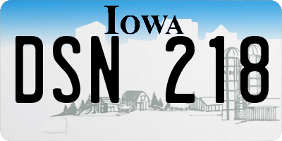 IA license plate DSN218