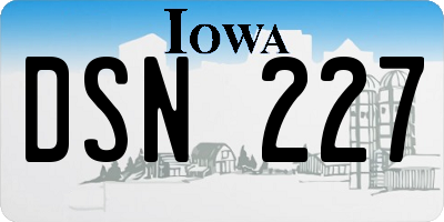 IA license plate DSN227