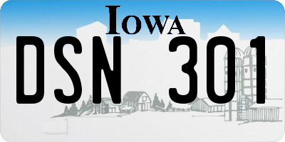 IA license plate DSN301